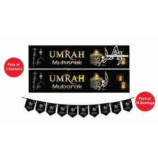 Umrah Mubarak Set Banner and Bunting decorative wall hanging