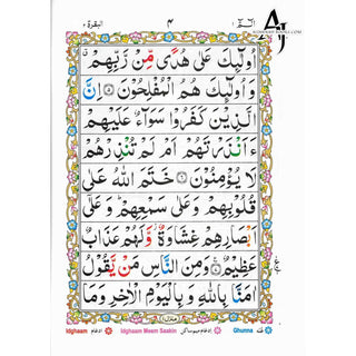 Alif Laam Meem Colour Coded Tajweed Rules : Persian ,Pakistani ,Indian Script,Ref 401