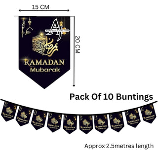 Black and Gold Ramadan Mubarak Banner Bunting And Balloons Set