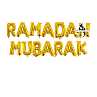 Black and Gold Ramadan Mubarak Banner Bunting And Balloons Set