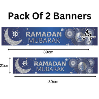 Blue Stunning Ramadan Mubarak Banner Bunting Balloon Wall Hanging Decoration Party Occasions