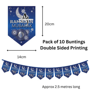 Blue Stunning Ramadan Mubarak Banner Bunting Balloon Wall Hanging Decoration Party Occasions