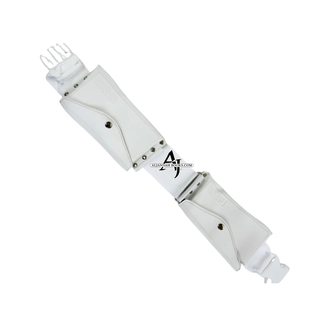 Ihram Belt for Hajj and Umrah - White Leather with Adjustable Buckle