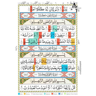 Juz Amma with colour coded Tajweed Rules in English,(30th Part only) (Persian/Urdu script)