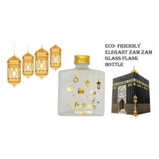 Zam Zam Bottle 100ml Elegant Glass Flask Umrah Mubarak Perfect Gift
